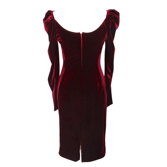Velvet Sweetheart Neck Midi Dress - Picture 2 of 3